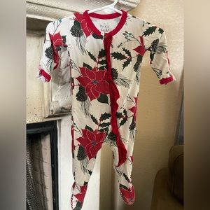 KicKee Pants Poinsettia Footie with Ruffle Butt